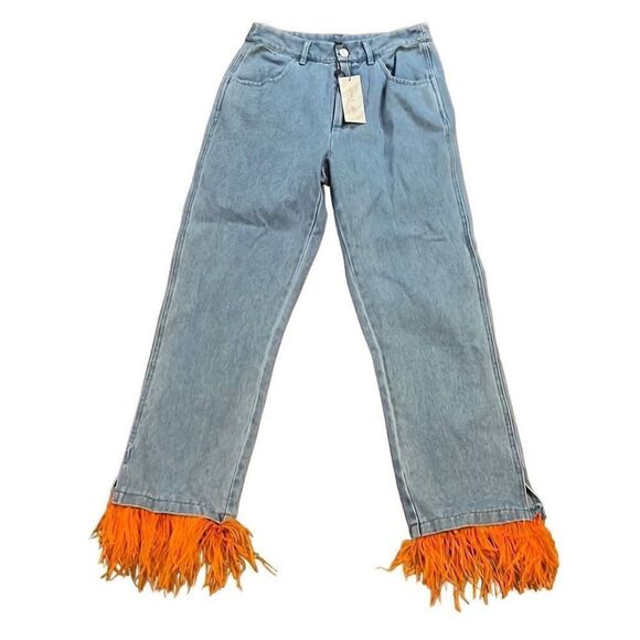 New with tags strut and bolt feather, trimmed jeans, size small - Picture 1 of 5